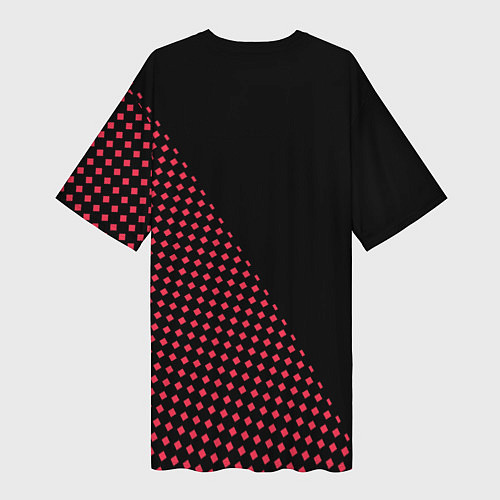 Женская длинная футболка Opel чёрно-розовый / 3D-принт – фото 2