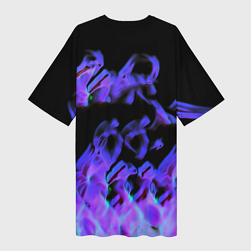 Женская длинная футболка Квейк неоновый огонь / 3D-принт – фото 2