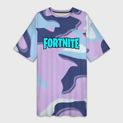 Футболка женская длинная Fortnite camo steel, цвет: 3D-принт
