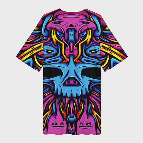 Женская длинная футболка Skull tatoo steel / 3D-принт – фото 2