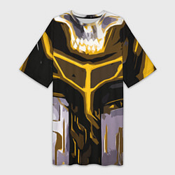 Женская длинная футболка Yellow stripes on a black and white background