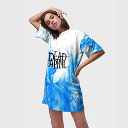 Футболка женская длинная Dead by april fire blue, цвет: 3D-принт — фото 2
