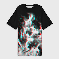 Женская длинная футболка Огонь глитч текстура