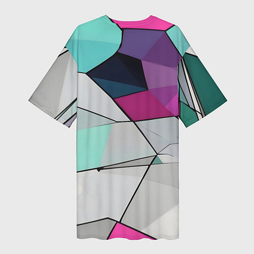 Женская длинная футболка Яркая геометрическая абстракция / 3D-принт – фото 2