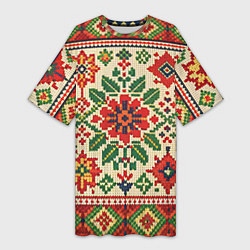 Женская длинная футболка Славянский узор и орнамент