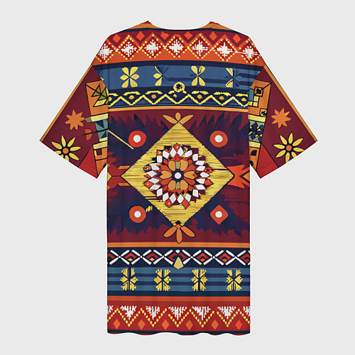 Женская длинная футболка Стиль советского ковра узоры и орнамент / 3D-принт – фото 2