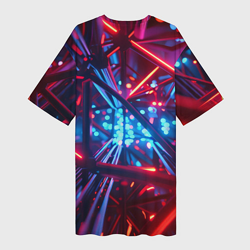 Женская длинная футболка Неоновые трубки / 3D-принт – фото 2