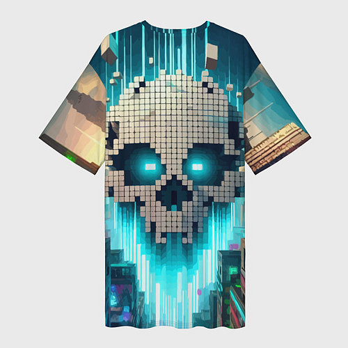 Женская длинная футболка Minecraft skull - ai art fantasy / 3D-принт – фото 2