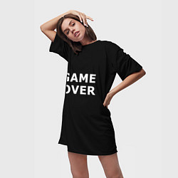 Футболка женская длинная Game over white logo, цвет: 3D-принт — фото 2