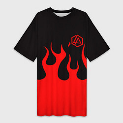 Женская длинная футболка Linkin park logo fire