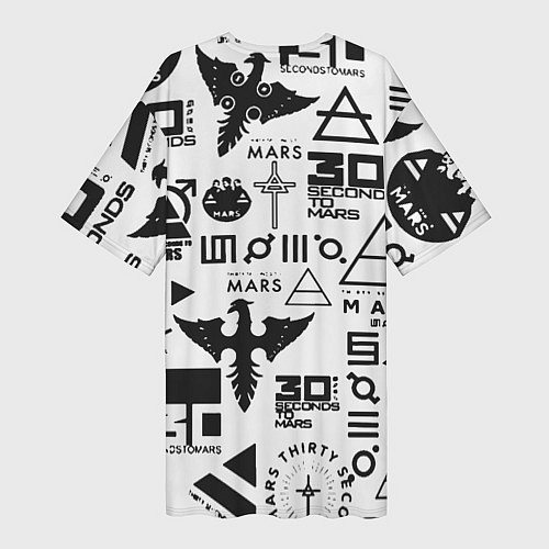 Женская длинная футболка Linkin park pattern 30 second to mars / 3D-принт – фото 2