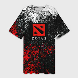 Футболка женская длинная Dota 2 брызги красок, цвет: 3D-принт