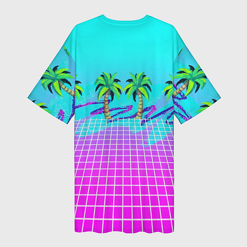 Женская длинная футболка Vice city tropic collection / 3D-принт – фото 2