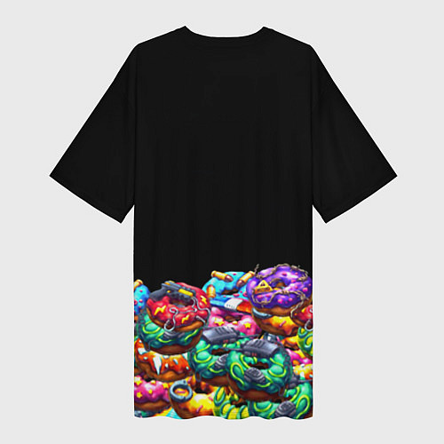 Женская длинная футболка Xbox пончики / 3D-принт – фото 2