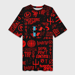 Женская длинная футболка Twenty one pilots pattern rock steel