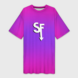 Футболка женская длинная Sally Face neon gradient, цвет: 3D-принт