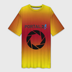 Футболка женская длинная Portal 2 gradient, цвет: 3D-принт