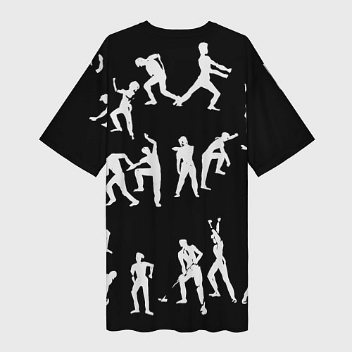 Женская длинная футболка Silhouettes of moving people / 3D-принт – фото 2