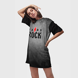 Футболка женская длинная Hard rock on dark grey, цвет: 3D-принт — фото 2