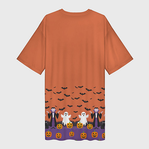 Женская длинная футболка Happy Halloween pattern / 3D-принт – фото 2