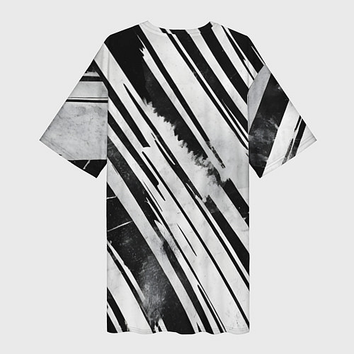 Женская длинная футболка Платиновые и черные полосы / 3D-принт – фото 2
