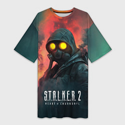 Футболка женская длинная Stalker 2 радиоактивный дым, цвет: 3D-принт