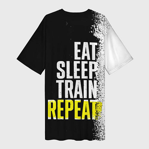 Женская длинная футболка Eat sleep train repeat / 3D-принт – фото 2