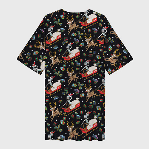 Женская длинная футболка Рик и Морти сани с оленем - Christmas / 3D-принт – фото 2