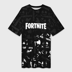 Женская длинная футболка Fortnite pattern black