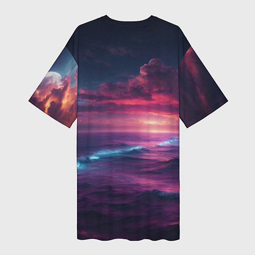 Женская длинная футболка Night sea / 3D-принт – фото 2