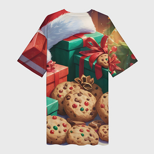 Женская длинная футболка Рождественские подарки / 3D-принт – фото 2