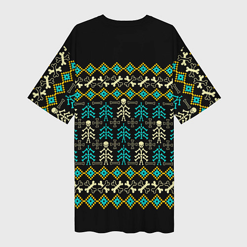 Женская длинная футболка Танцующий скелет на Рождество / 3D-принт – фото 2