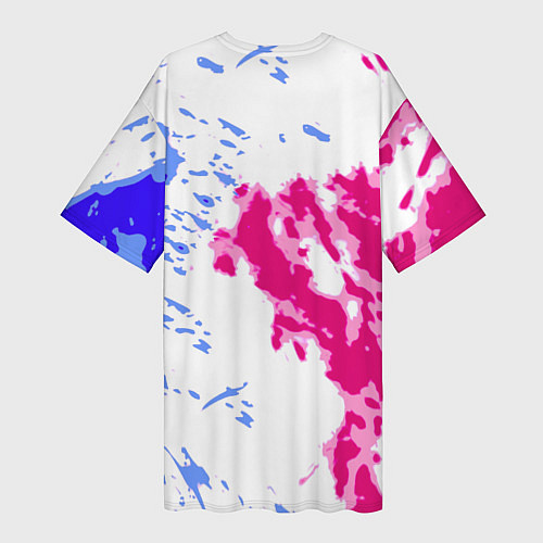 Женская длинная футболка Cyberpunk 2077 неоновые краски / 3D-принт – фото 2