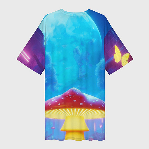 Женская длинная футболка Пмкачу самурай на мухоморе - нейроарт фантазия / 3D-принт – фото 2