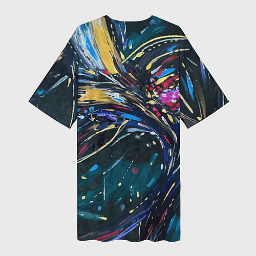 Женская длинная футболка Golden flower at night / 3D-принт – фото 2