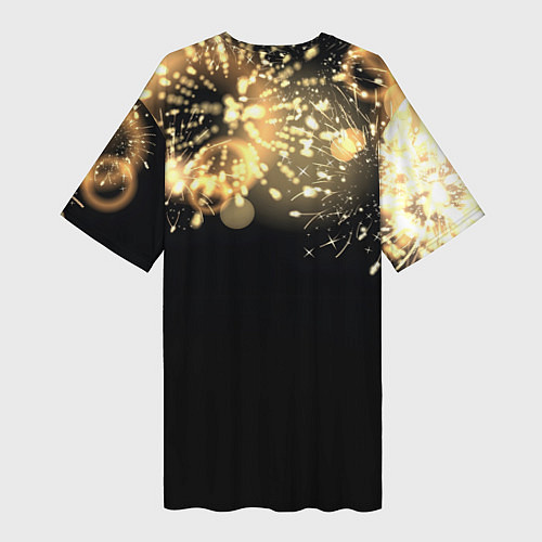 Женская длинная футболка 2025 год - змея и новогодний салют / 3D-принт – фото 2