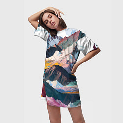 Футболка женская длинная Искусство гор, цвет: 3D-принт — фото 2