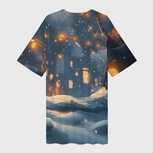 Женская длинная футболка Маленький человек-паук держит елку / 3D-принт – фото 2