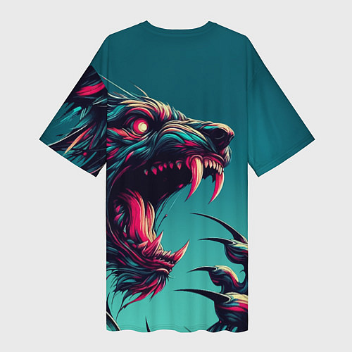 Женская длинная футболка Свирепый оборотень - нейроарт / 3D-принт – фото 2