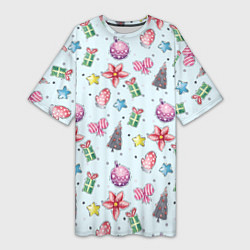 Женская длинная футболка Новогодний фон