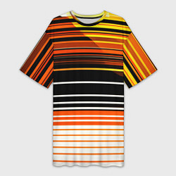 Футболка женская длинная Разноцветные вертикальные линии, цвет: 3D-принт
