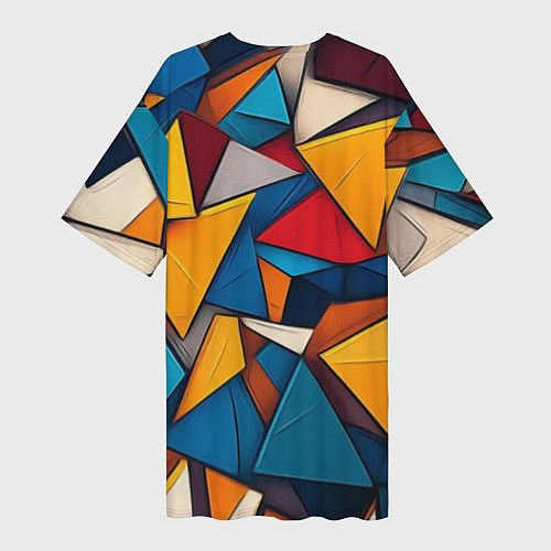 Женская длинная футболка Разноцветные треугольники / 3D-принт – фото 2