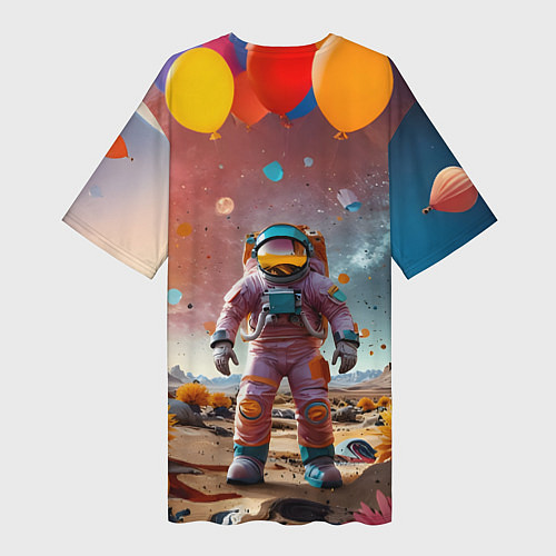 Женская длинная футболка Праздничный космонавт / 3D-принт – фото 2