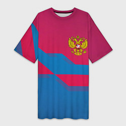 Женская длинная футболка Россия спортивная геометрия текстура