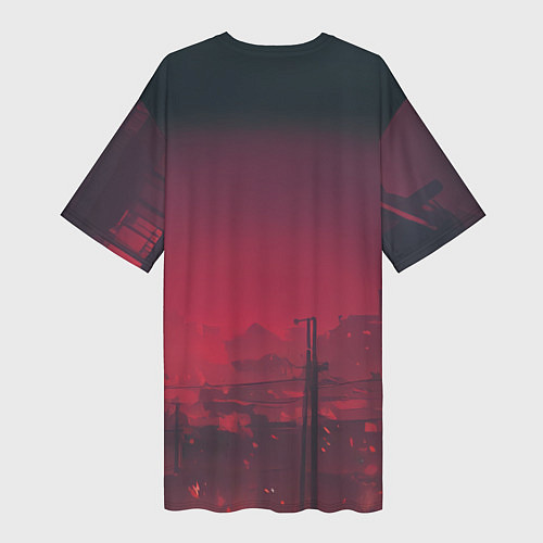 Женская длинная футболка Дэдпул самурай / 3D-принт – фото 2