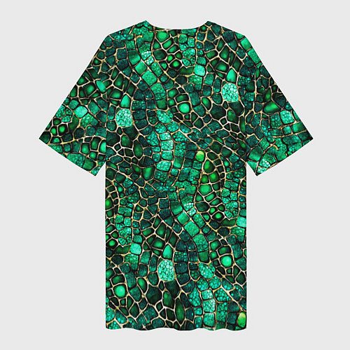 Женская длинная футболка Змеиная зелёная кожа / 3D-принт – фото 2