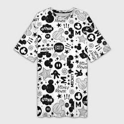 Женская длинная футболка Микки Маус узор