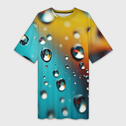 Футболка женская длинная Крупные капли на цветном фоне, цвет: 3D-принт