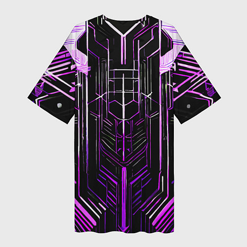 Женская длинная футболка Purple lines on a black background / 3D-принт – фото 2