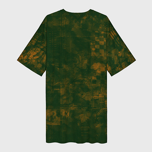 Женская длинная футболка Ксеноморф в оранжево-зелёных тонах / 3D-принт – фото 2